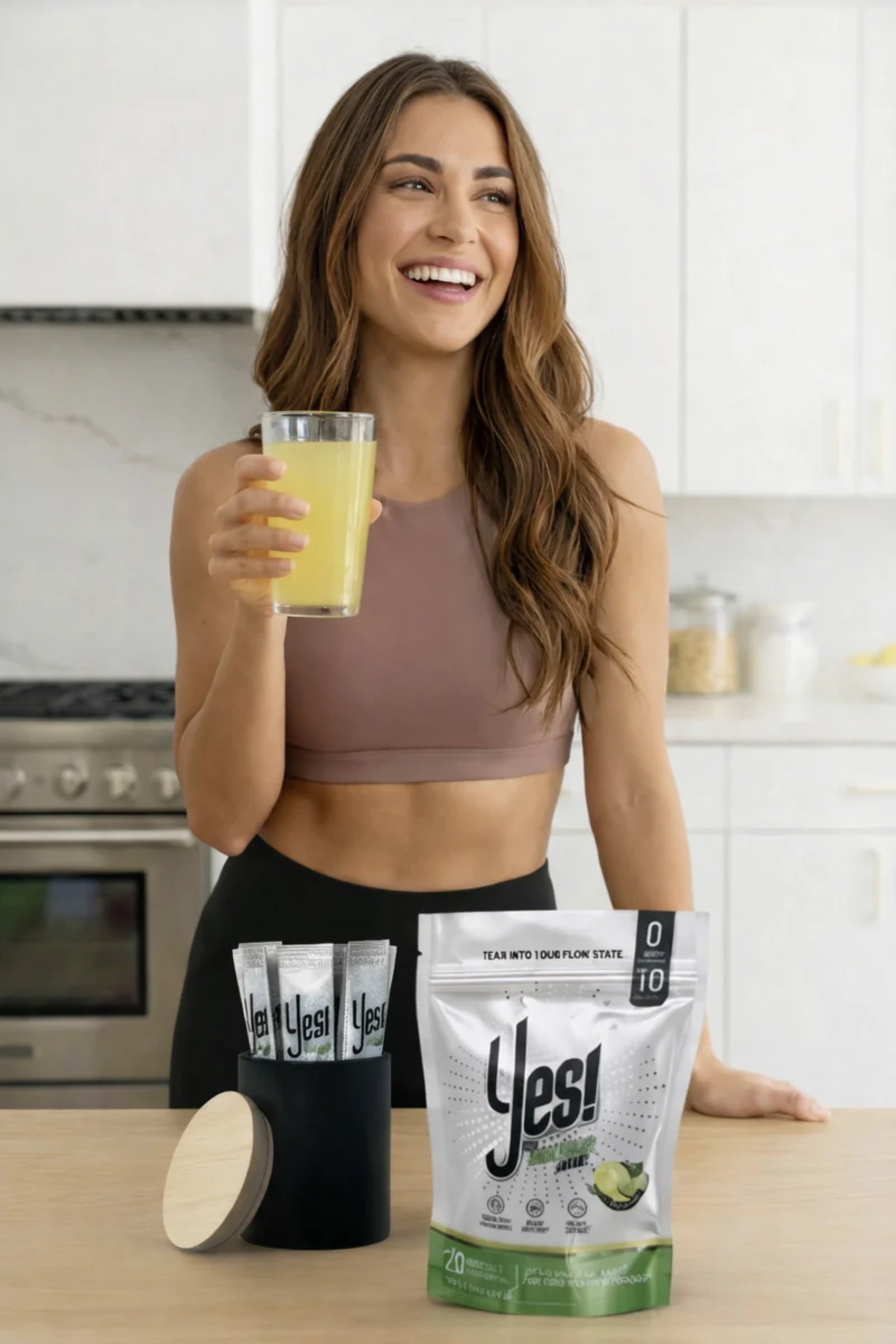 Woman enjoying YES drink