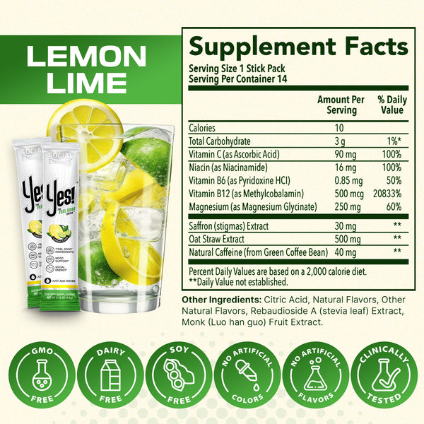 YES! natural mood drink stick pack — magnesium glycinate, oat straw, no crash