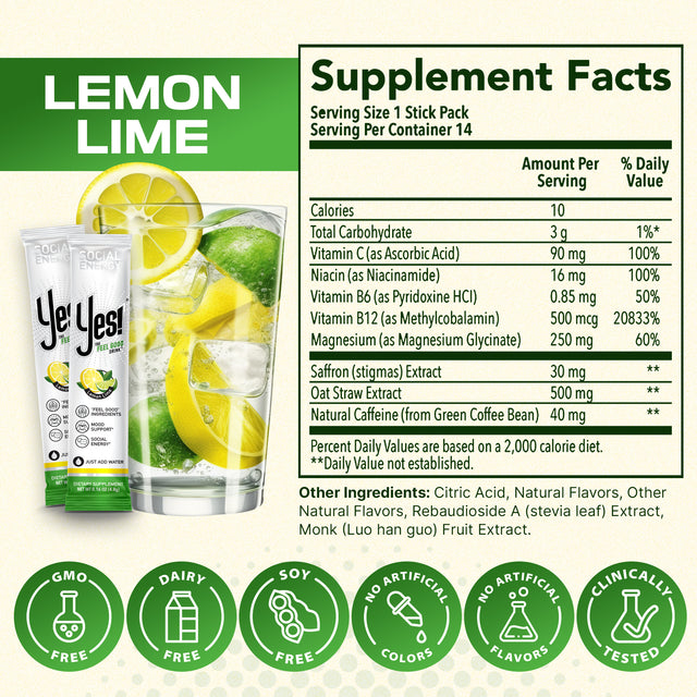 YES! natural mood drink stick pack — magnesium glycinate, oat straw, no crash