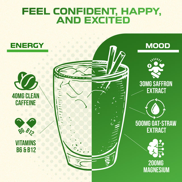 YES! Feel Good Drink lifestyle shot — clean energy and mood boost with saffron