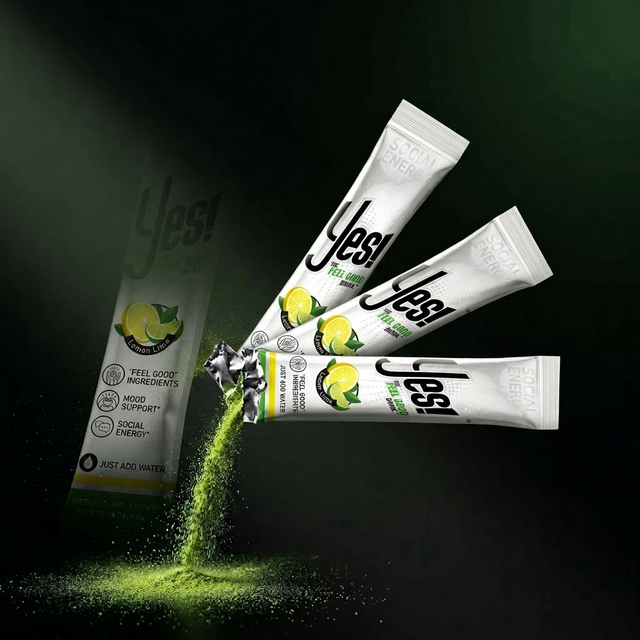 YES! mood drink stick packs — affron saffron extract, magnesium glycinate, oat straw