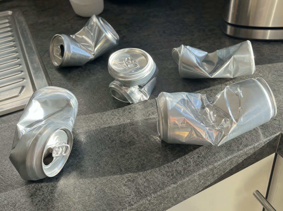 Empty energy drink cans